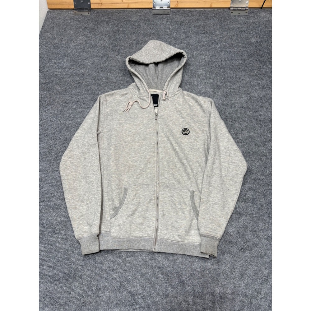 Illest Men Small Gray Full Zip Hoodie‎ Sweatshirt Logo Patch Heathered Cotton